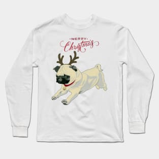 Merry Christmas Pug Long Sleeve T-Shirt